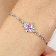 Mia Vento Pink Taşlı Prenses Yıldızı Vintage Gümüş Bileklik
