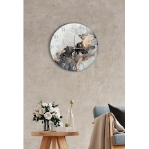 Çap 37 Cm Siyah Yaldızlı Dekoratif Cam Saat Siyah