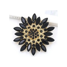 Siyah Karışık Renkler Kahve Mor Kırmızı Siyah Veya Şeffaf Kristal Zarif Çiçek Broş Korsaj Siyah