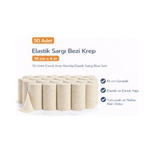 Elastik Sargı Bezi Krep 10 Cm X 4 M 50 Adet Esnek Krep Bandaj Elastik Sargı Bezi Seti