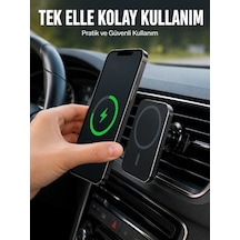 Araç İçi Manyetik Telefon Tutucu Ve 15w Kablosuz Hızlı Şarj Cihazı