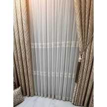 Verona 2048 Gold Çiçekli 1/3 Pileli Tül Perde, 100 X 250 Diğer