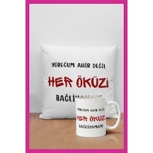 Yüreğum Ahir Değil Her Öküz Bağliyamam - Karadeniz Dekoratif Hediyelik Yastık Ve Kupa Seti