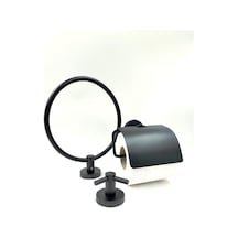 Dekor Banyo 3'lü Set F 500 04 Havluluk Kağıtlık İkili Askı Mat Siyah