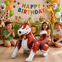 4d Köpek Folyo Balon 68x58 Cm Hayvan Temalı Doğum Günü Parti Süsü Dekorasyon Balonu Çok Renkli