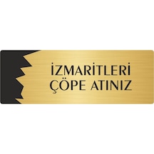 Metal Departman Kapı İsimliği, Yönlendirme Levhası İzmaritleri Çöpe Atınız 5x20 Cm Altın Renk