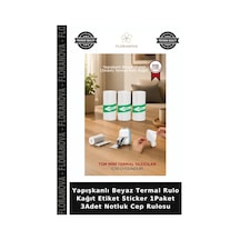 Yapışkanlı Beyaz Termal Rulo Kağıt Etiket Sticker 1paket 3adet Notluk Cep Rulosu 3