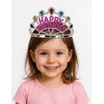 Gümüş Renk Happy Birthday Yazılı Doğum Günü Tacı Flzdgnkr - 75 60 Cm