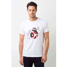 Star Wars Bb 8 Keçeli Baskılı Beyaz Erkek Tshirt