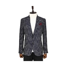 Wessi Desenli Slim Fit Spor Lacivert Erkek Ceket - Wessi Lacivert