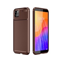 Huawei Y5p Kılıf Auto Focus Karbon Kapak - Kahverengi -