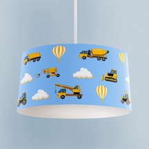 Mekta Home Bebek Ve Çocuk Odası İş Makinalı Ve Mavi Yol Desenli Avize Renkli