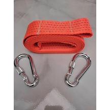 Çeki Halatı 3 Ton 5 M Çekme Halatı Kumaş 10 Mm Vidalı Metal Çengelli Karabinalı, Turuncu Kumaş Çeki Halatı,