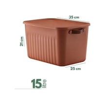 3 Adet Modern Kapaklı Saklama Kutusu Seti -15 Litre Turuncu -taşınabilir Kulplu, Dolap İçi Düzenleyici, Çok Amaçlı Organizer Kutu, Oyuncak & Kıyafet Kutusu