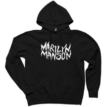 Marilyn Manson Iconic Text Siyah Kapşonlu Sweatshirt Hoodie