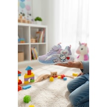 Enoch Hello Kitty Karakterli Kız Çocuk Spor Ayakkabı Cırtlı Lila - Beyaz