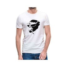 Tiryaki Şempanze Baskılı Beyaz Erkek Tshirt