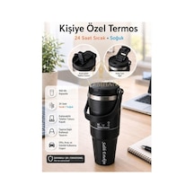 Kişiye Özel Termos 900 Ml 24 Saate Kadar Sıcak Ve Soğuk Tutma Siyah