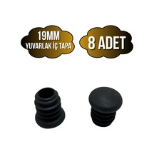 Yuvarlak Demir Profil İç Tapa Geçme Plastik Ayak Geçme Koruma Plastiği 19mm 8 Adet Siyah Siyah