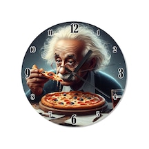 Pizza Yiyen Albert Einstein Akarlı Duvar Saati