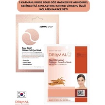 Dermal 3 Katmanlı Rose Gold Göz Maskesi + Kırmızı Ginseng Özlü Kolajen Maskesi