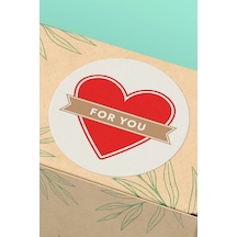 90 Adet For You Kırmızı Kalpli Paketleme Sticker 3x3cm St2019 Çok Renkli