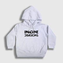 Presmono Unisex Çocuk Logo V2 Imagine Dragons Kapüşonlu Sweatshirt Beyaz