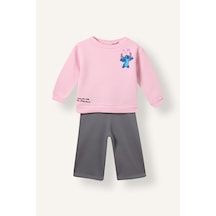 Defacto Dısney Lılo & Stıtch Kalın Sweatshirt Kumaşı 2li Takım Kız Bebek I7462a526aupn105 Pembe-pn105