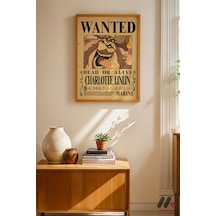 One Piece Big Mom Wanted Poster, Ahşap Çerçeveli Duvar Tablosu - Anime Severlere Özel Hediye