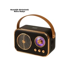 Mey İthalat Vintage Bluetooth Radyo Tf Kart Ve Fm Destekli Taşınabilir Nostaljik Model