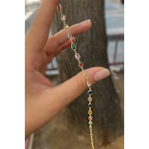 Gümüş Altın Kaplama Renkli Taşlı Bileklik Cm56e232 Diğer