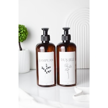 Lalezen Home Çiçekli Şampuan Ve Duş Jeli Etiketli Amber Sert Plastik Şişe 500 Ml