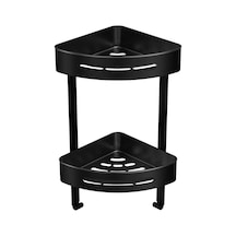 Lüx 2 Katlı Paslanmaz Banyo Rafı - Siyah - 40 Cm Çok Renkli