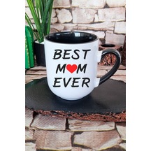 Best Mom Ever Anneler Günü Hediye Baskılı İçi Ve Kulpu Siyah Renkli Premium Kupa Bardak Siyah