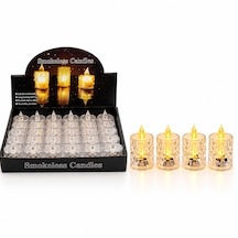 24 Adet Orta Boy Pilli Kristal Mika Led Mum Çap : 3.8cm Yükseklik : 6.9cm İ10-016 5286