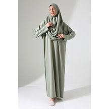 Başörtülü Tek Parça Namaz Elbisesi - Mint Yeşili - 5015 Mint Yeşili