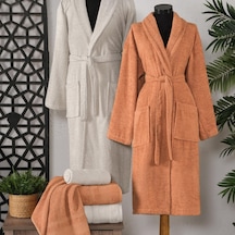 Schafer Home Arya Banyo Seti 6 Parça Ekru/kiremit Bornoz Seti Ekru