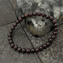 Sertifikalı Granat Lal 6mm Doğal Taş Bileklik Bordo