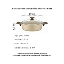 Safran Granit Tencere Basık Pilav Tenceresi 20 Cm Safran