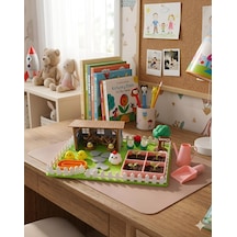 Kutpia Mini Bahçe Çocuk Oyun Ve Eğitim Seti 25x19cm - Sevimli Tavuklar Pembe