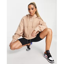 Nike Sportswear Phoenix Fleece Oversize Pullover Hoodie Kadın Kapüşonlu Bol Kesim Sweatshirt Bej