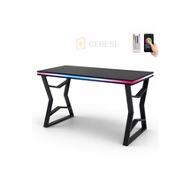 Bilgisayar Masası + Rgb Led 140 77 65 Cm Kumandalı Ve Telefon Kontrollü Siyah