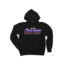 Avengers Endgame Siyah Fermuarlı Kapşonlu Sweatshirt Siyah