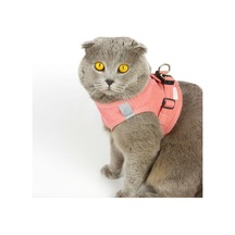 Kedi Gezdirme Tasması - Kedi Tasması Göğüs Tasma Seti Yumuşak Süet Pembe Renk