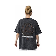 Sevbano Linkin Park Rock Metal Müzik Grubu Sırt Baskılı Unisex Oversize V Siyah