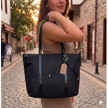 Aldorya Kumaş Shopper Omuz Çantası - Günlük Geniş El Ve Kol Çantası Siyah