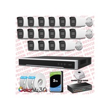 Provzen Hikvision 16 Kameralı 4mp Ip Colorvu 3.0 Güvenlik Sistemi Aı İnsan Araç Algılama Mikrofon Ve Işıklı Alarm