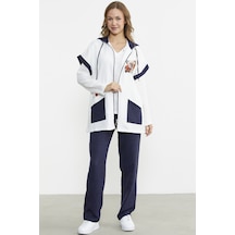 Keten Görünümlü Rahat Kalıp Üçlü Takım - Lacivert Lacivert