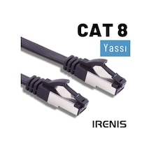 IRENIS CAT8 YASSI FTP LSNH Ethernet Patch Kablo, 1 Metre Siyah