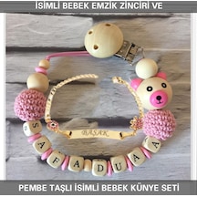 Sahi Aksesuar İsimli Bebek Emzik Zinciri ve İsimli Bebek Künye Seti BEZYI314 Mavi